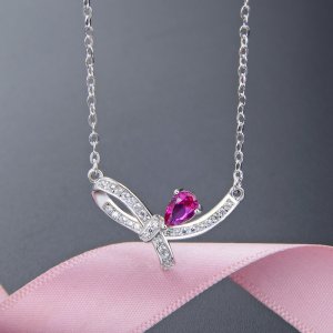 The Bow Design of 925 Sterling Silver Necklace